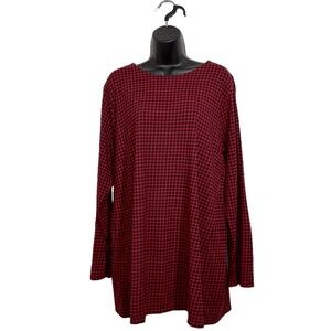 J. Jill Luxe Supima Red and Black Buffalo Plaid Forward Seam Tunic Sz XL